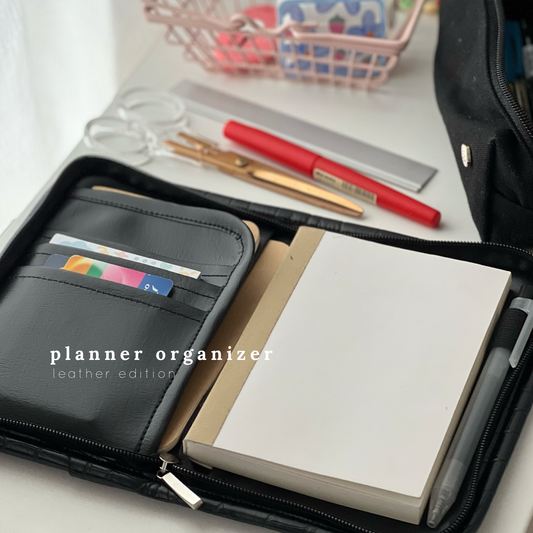 Leather Planner Organizer with FREE Grid Notebook