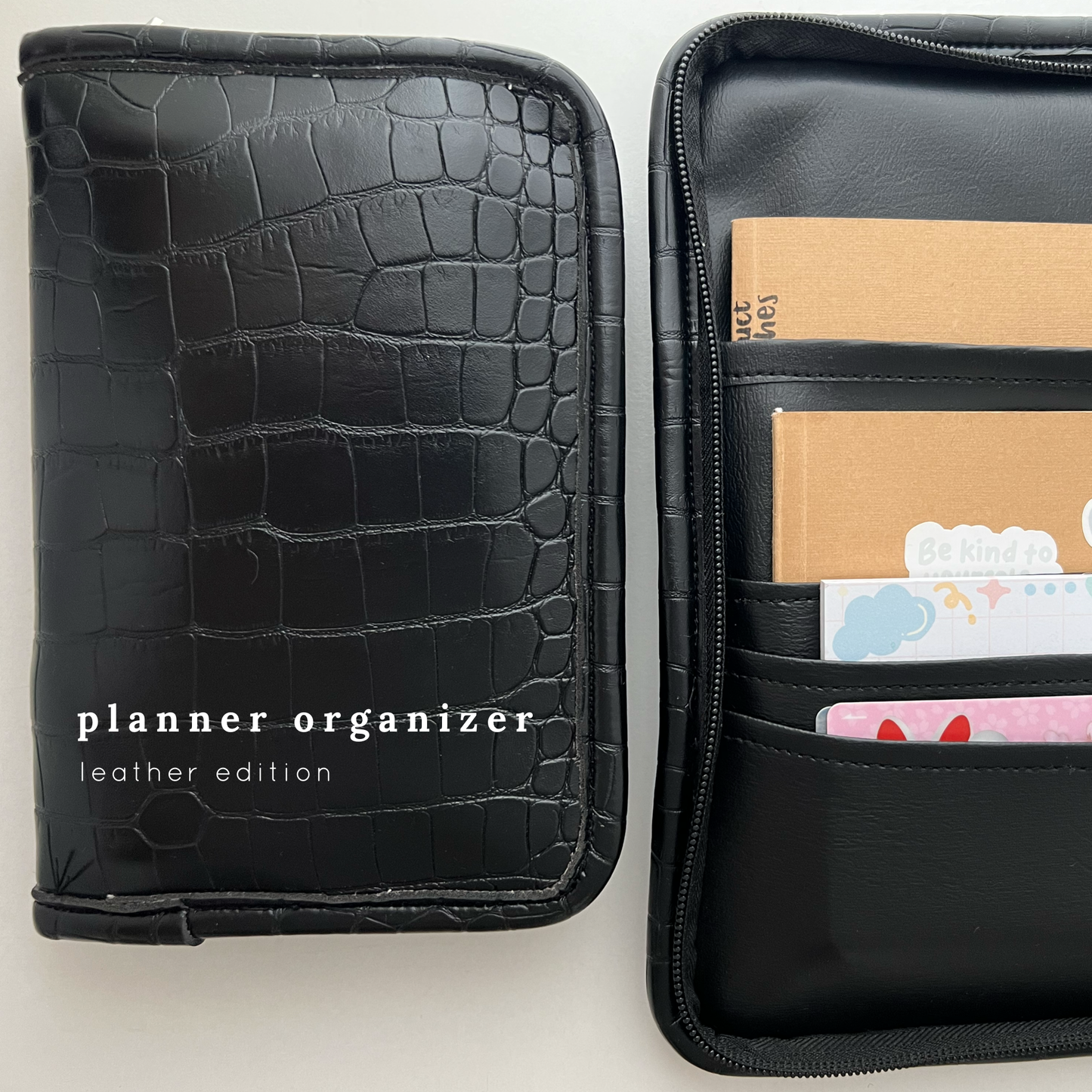 Leather Planner Organizer with FREE Grid Notebook