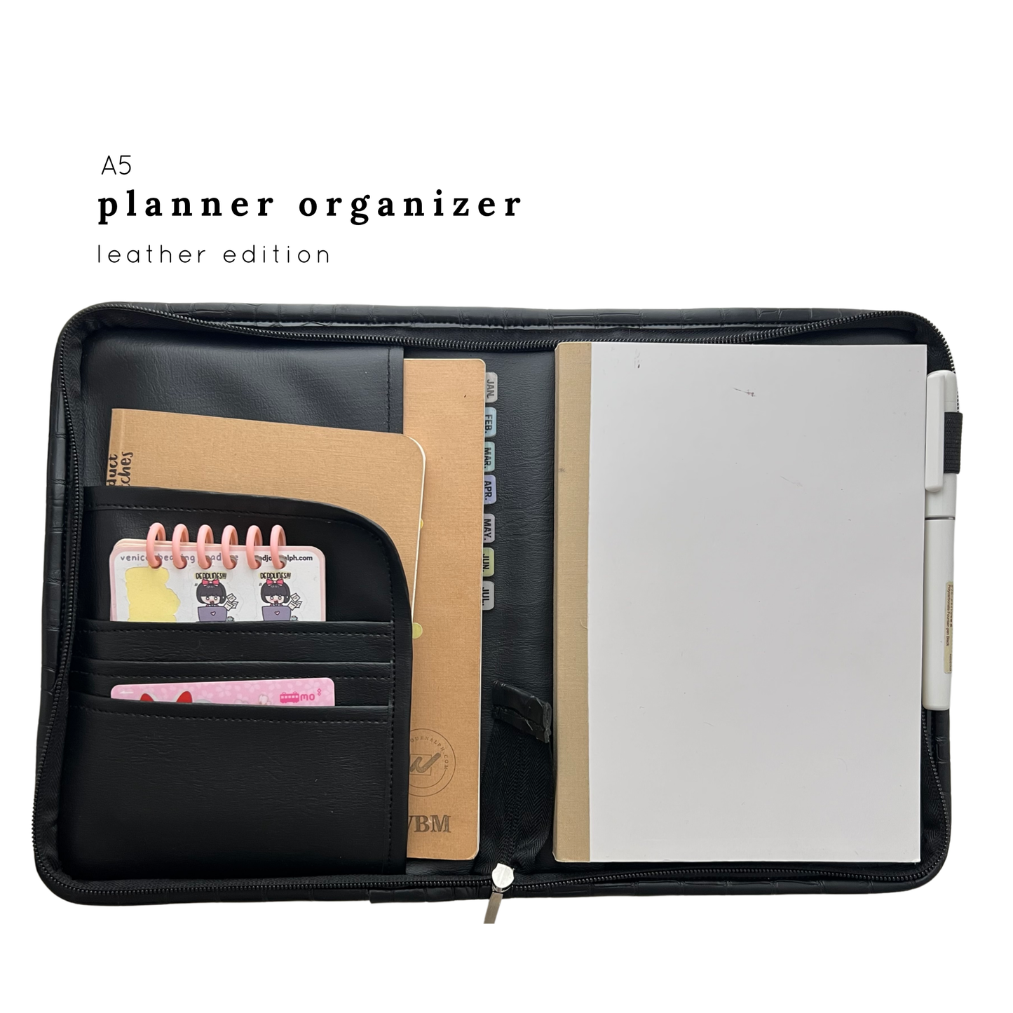 Leather Planner Organizer with FREE Grid Notebook